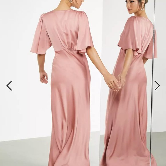 ASOS blush pink satin maxi dress with button front - Picture 3 of 4
